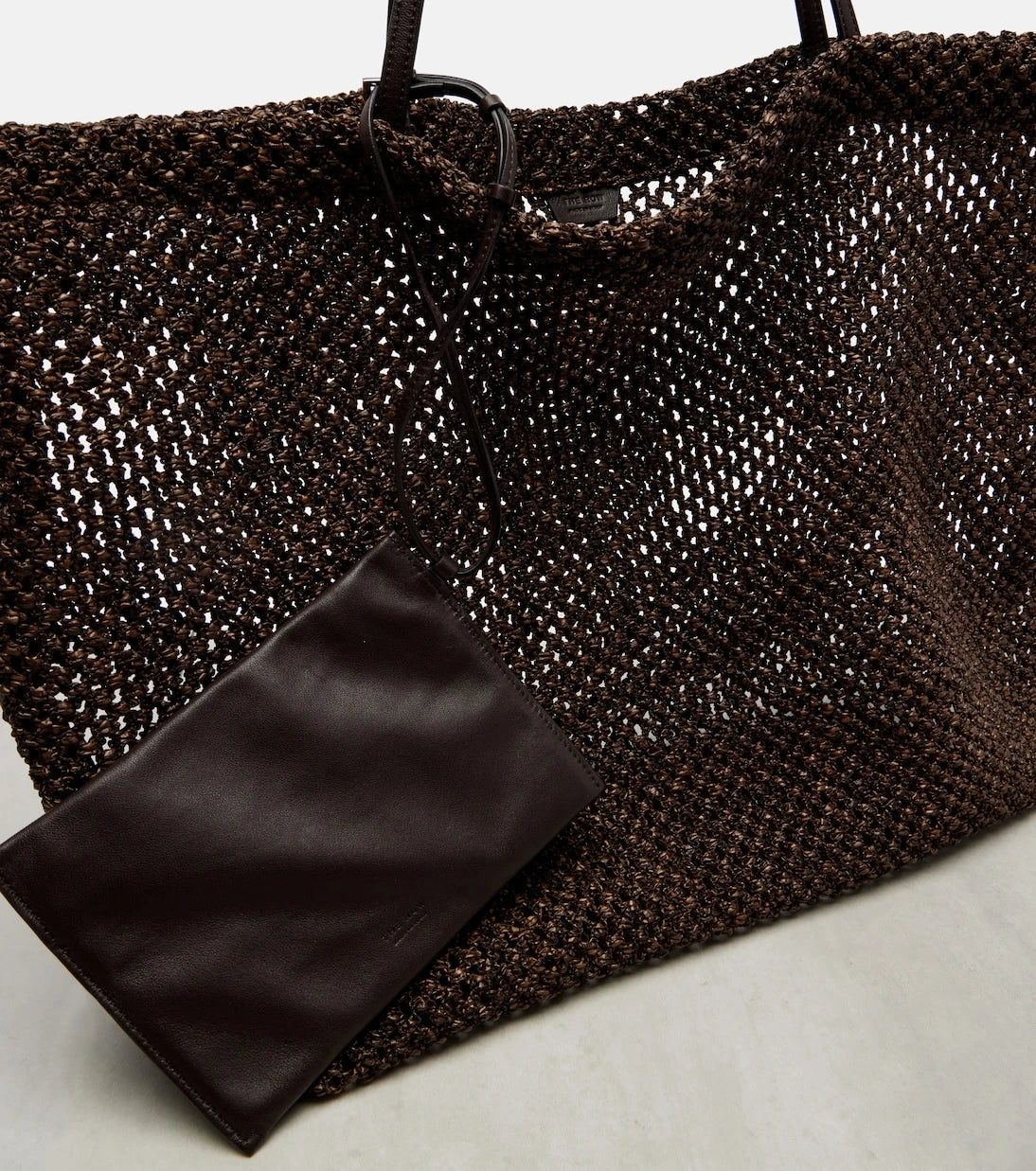 The Row - Barn Medium leather-trimmed mesh tote bag