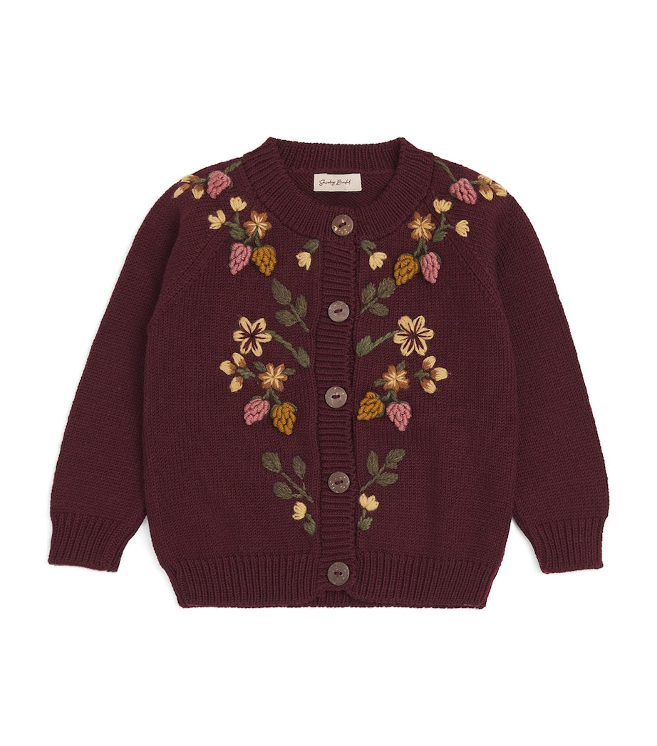 Shirley Bredal Merino Wool Blackberries Cardigan (3 Months-4 Years)