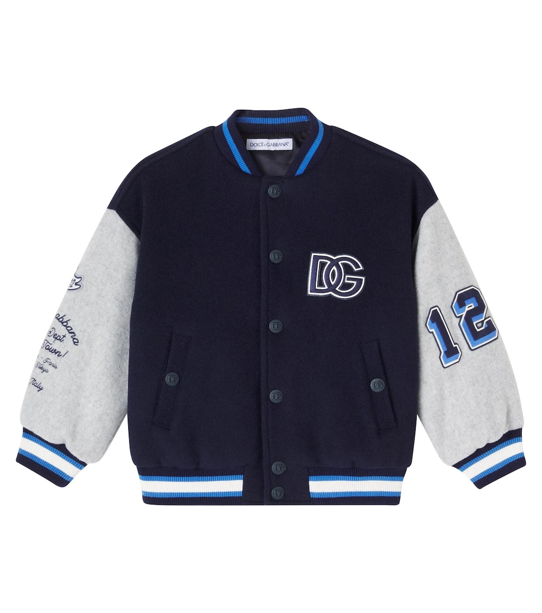 Dolce&Gabbana Kids - جاكيت فاريستي DG من مزيج الصوف