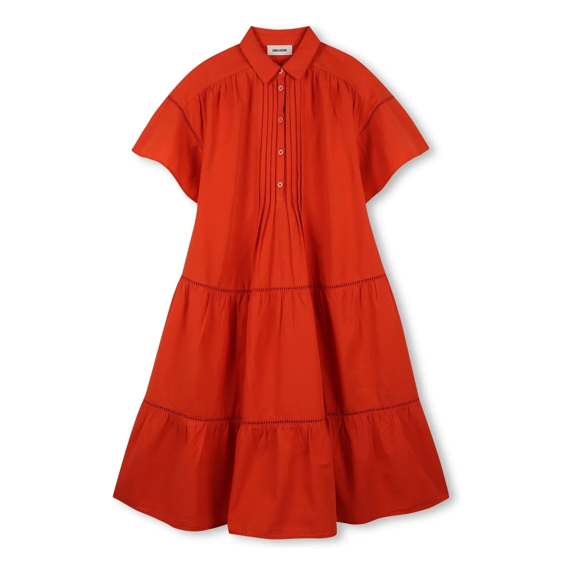 Zadig & Voltaire - Buttoned Ruffle Dress | Blood orange