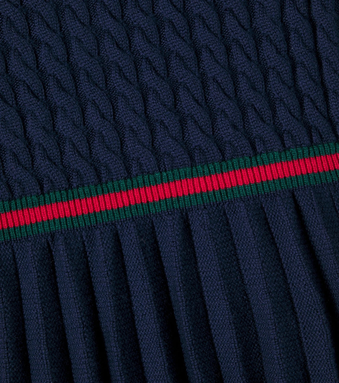 Gucci Kids - Webstripe cable-knit pleated wool dress