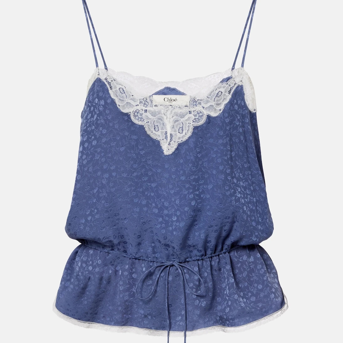Chloé - Lace-trimmed silk jacquard camisole
