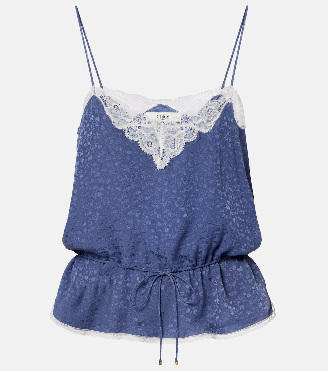 Chloé - Lace-trimmed silk jacquard camisole