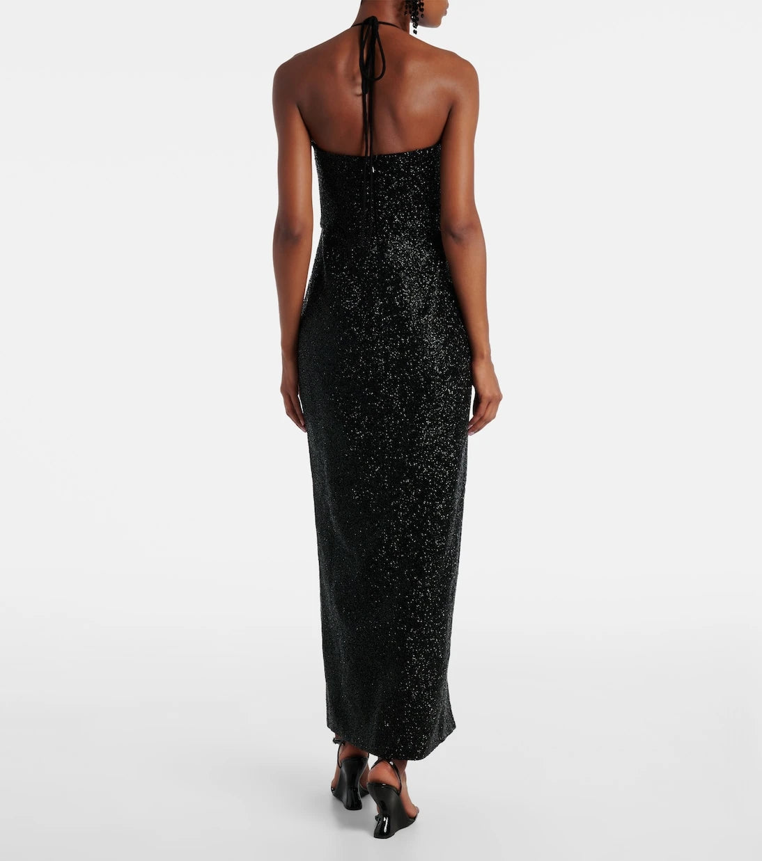 Clio Peppiatt - Mariposa embellished halterneck gown