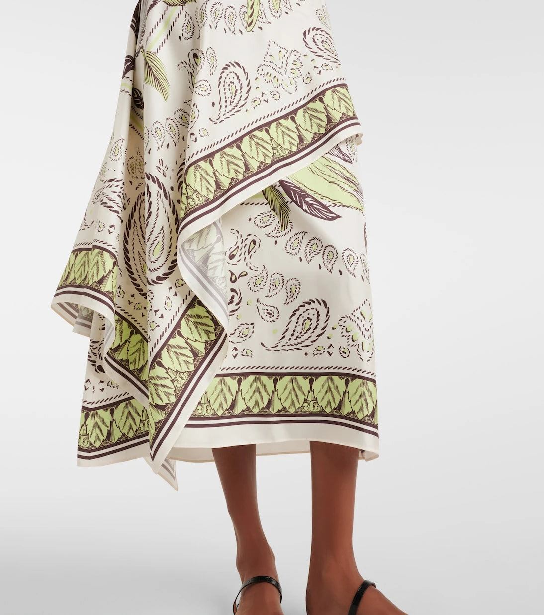 Tory Burch - Printed silk satin midi skirt