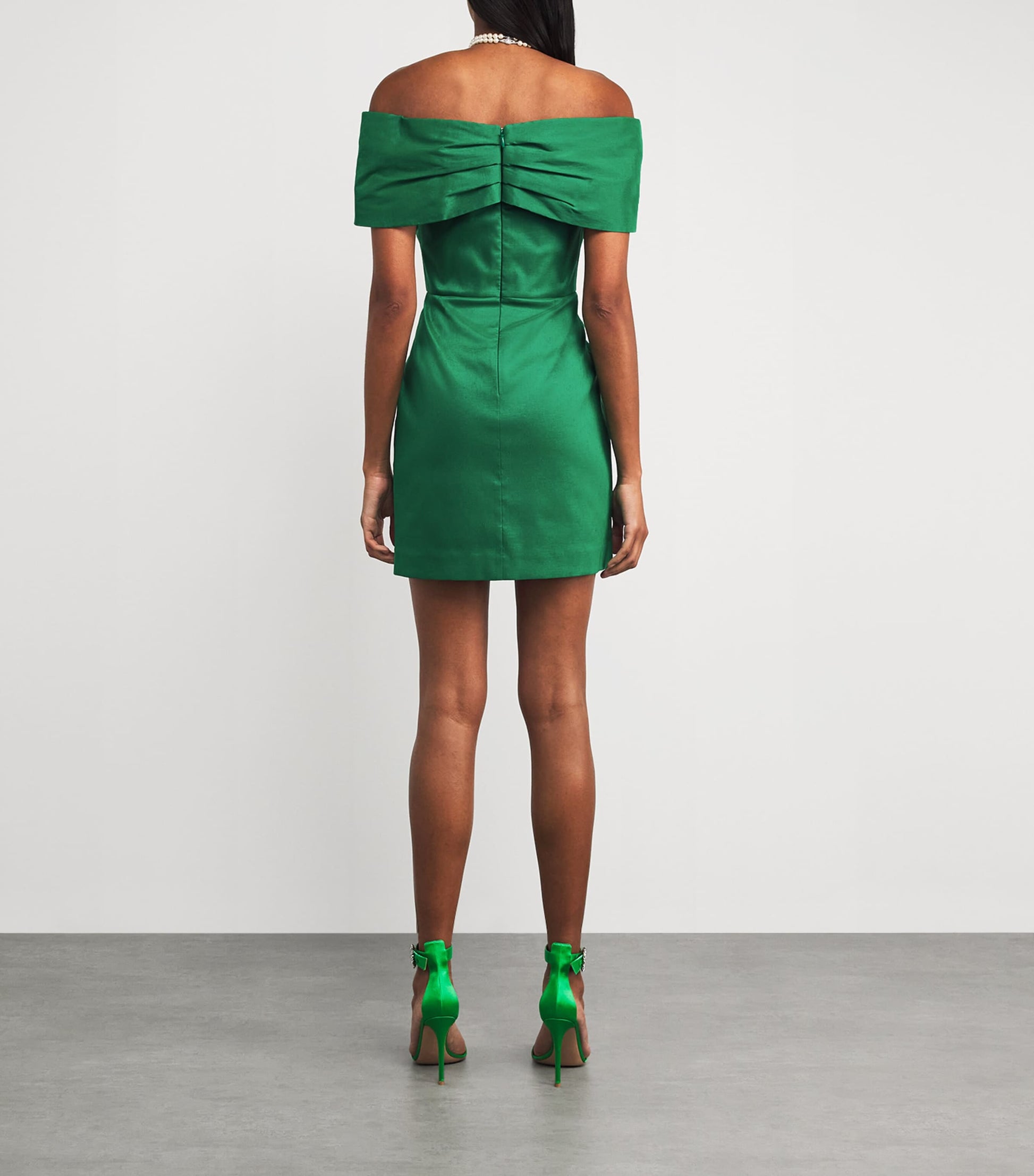 Rebecca Vallance Green Off-The-Shoulder Bailey Mini Dress