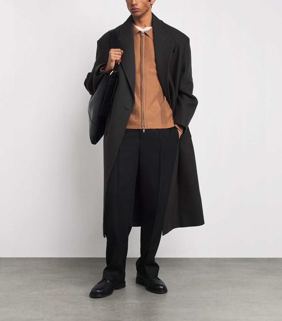 Cotton-Cashmere Ripple Stripe Cardigan