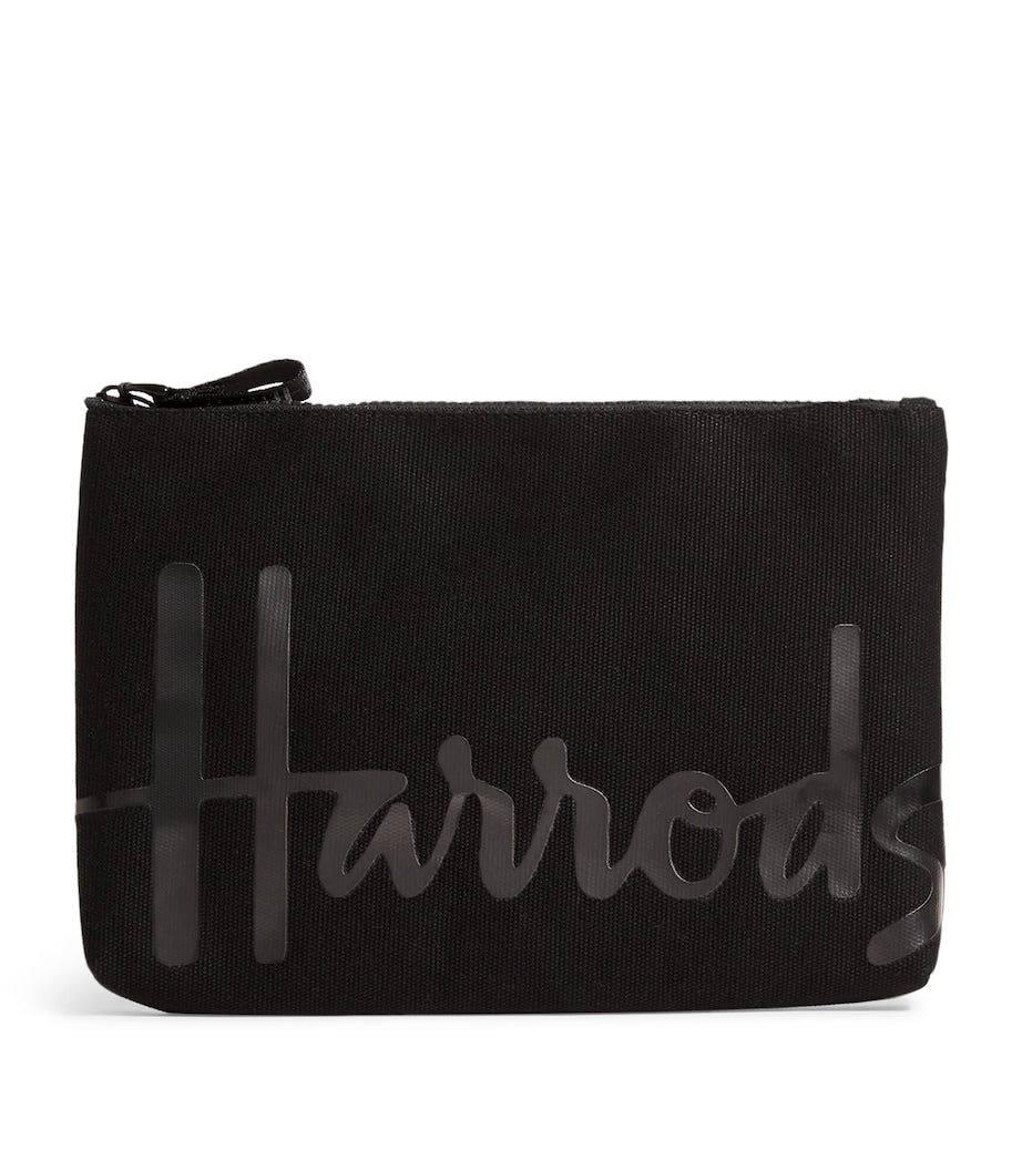 Harrods Black Medium Cotton Logo Pouch
