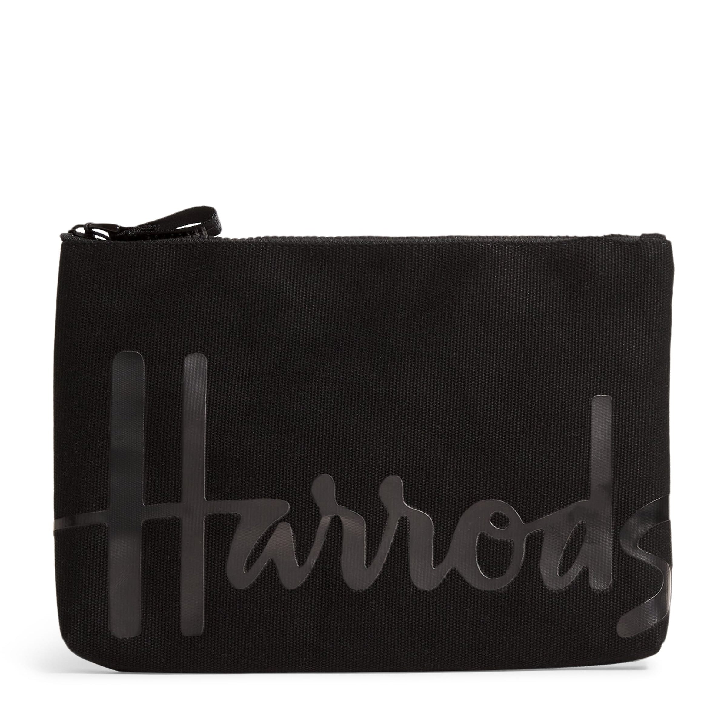 Harrods Black Medium Cotton Logo Pouch