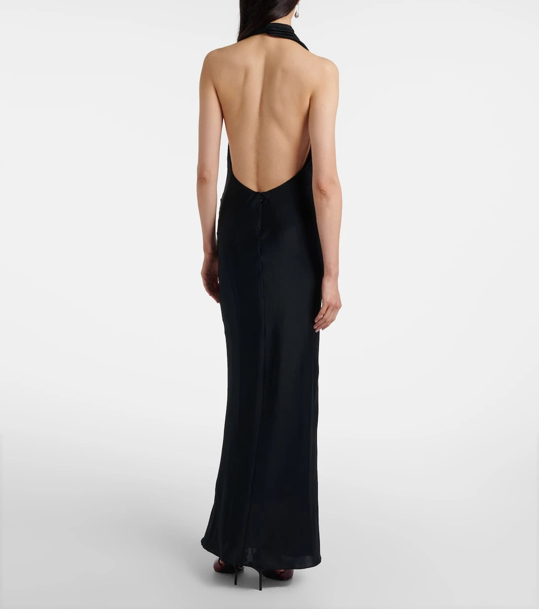 Staud - Poppi draped halterneck silk-blend gown