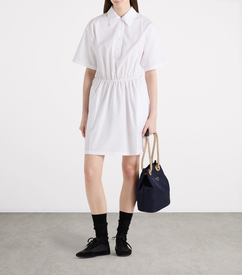 Prada White Cotton Poplin Mini Shirt Dress