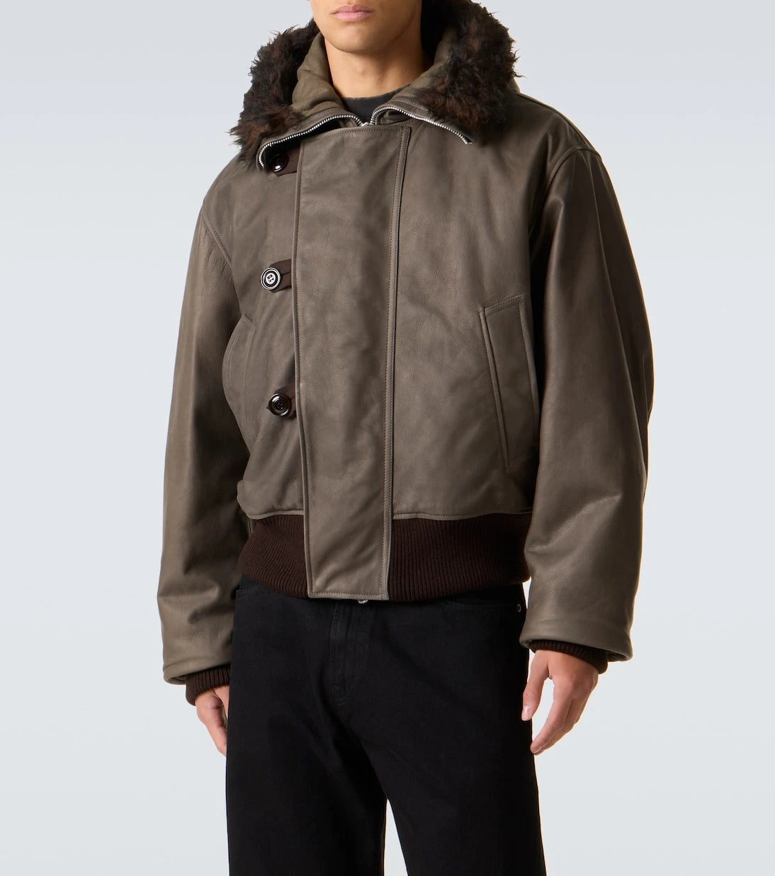 Our Legacy - جاكيت جلدي بياقة Shearling
