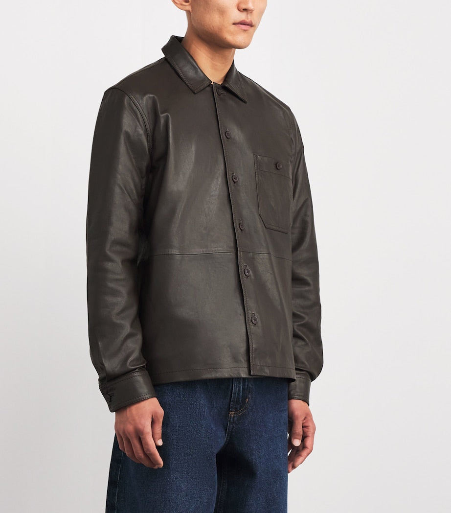Leather Saruffo Overshirt TURKISH COFFEE