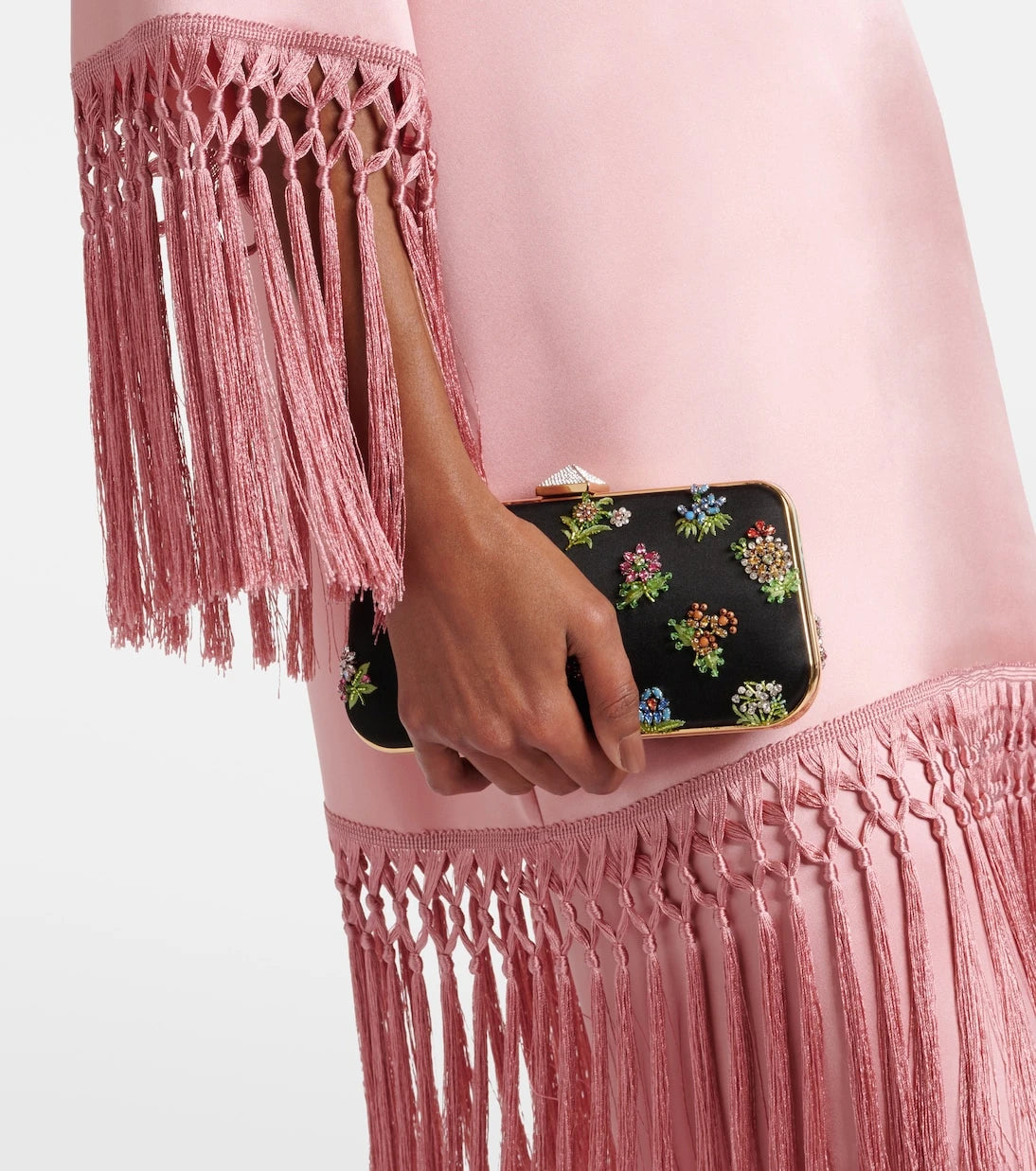 Valentino - Fringed silk duchess satin minidress