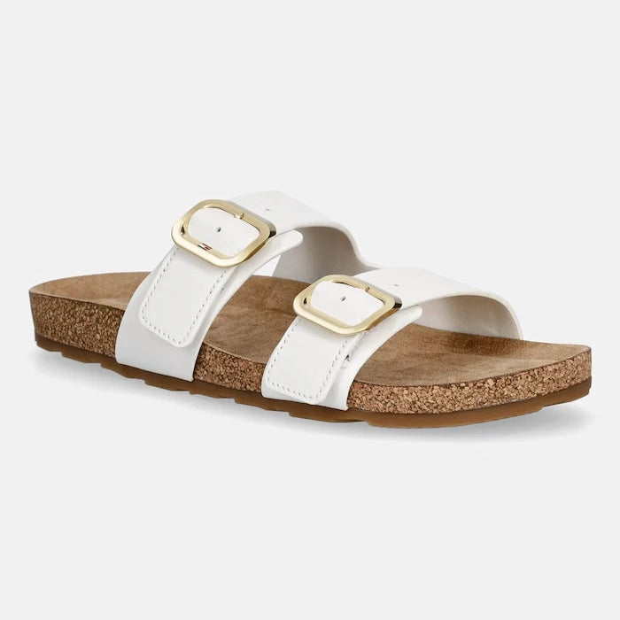Tommy Hilfiger чехли дамски от кожа TH CLASSIC CORK SANDAL LEATHER