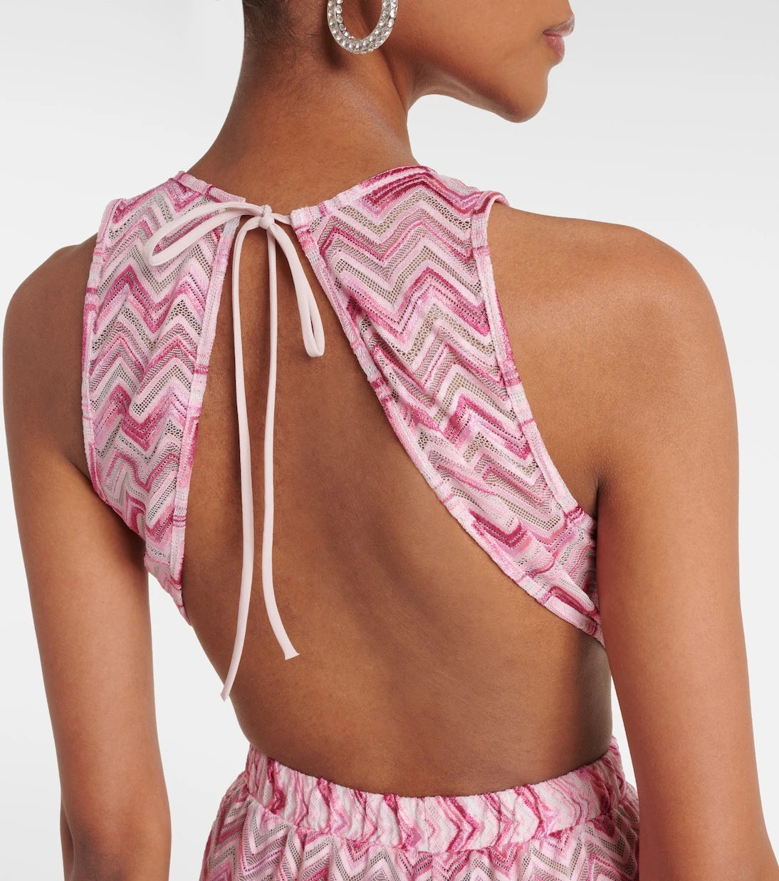Missoni - Zikzak desenli halter yaka tulum