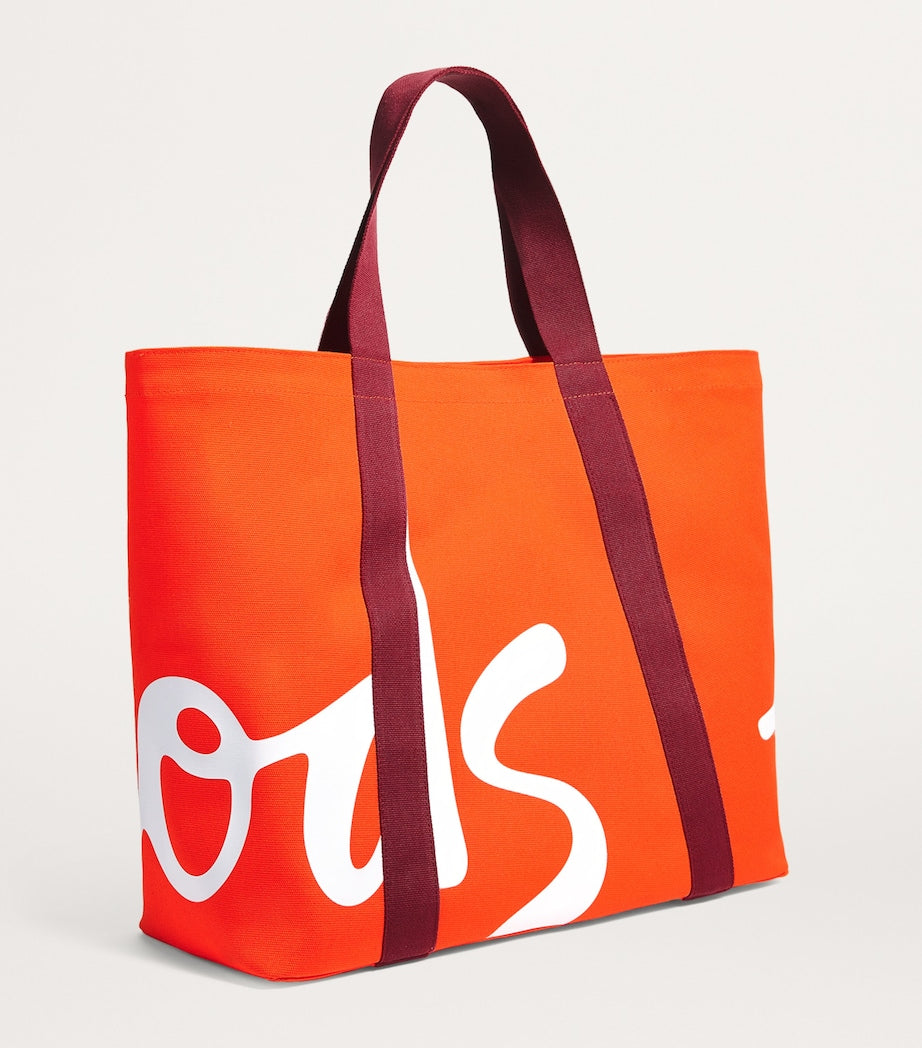 Harrods Orange Large Cotton Logo Tote Bag