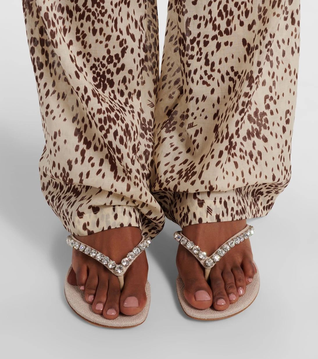 Amina Muaddi - Gigi embellished canvas thong sandals