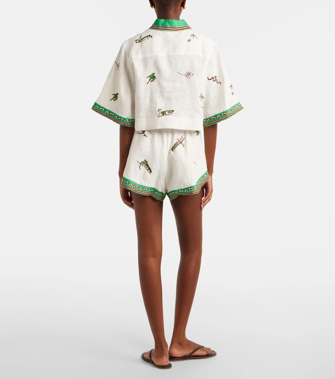 Alémais - Wanda embroidered linen shorts