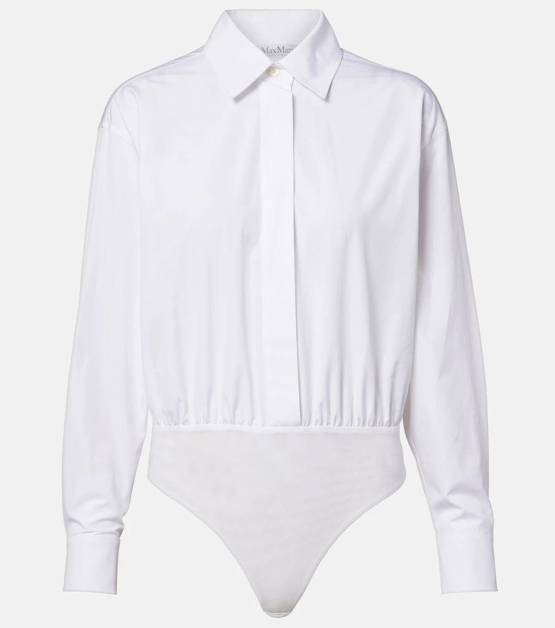 Max Mara - Aere cotton poplin and tulle bodysuit