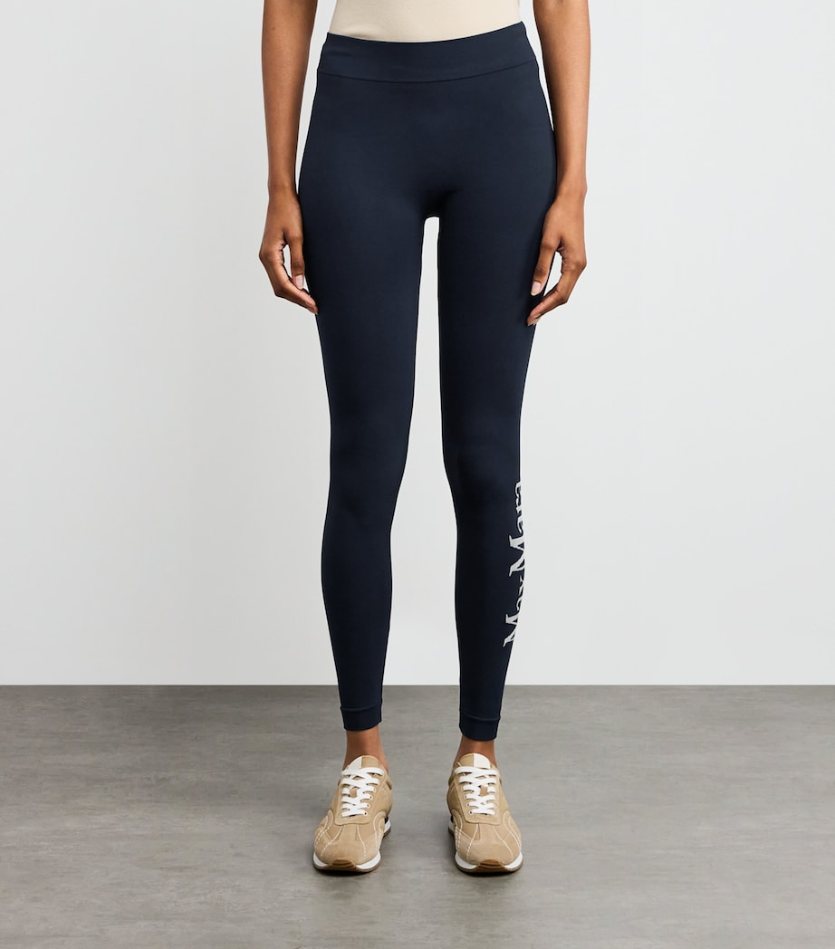 Max Mara Blue Logo Leggings