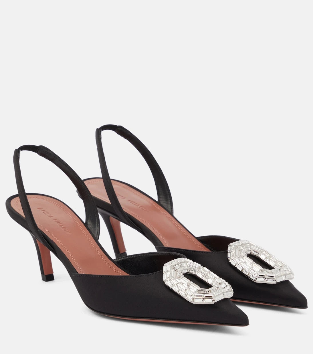 Amina Muaddi - Camelia satin slingback pumps