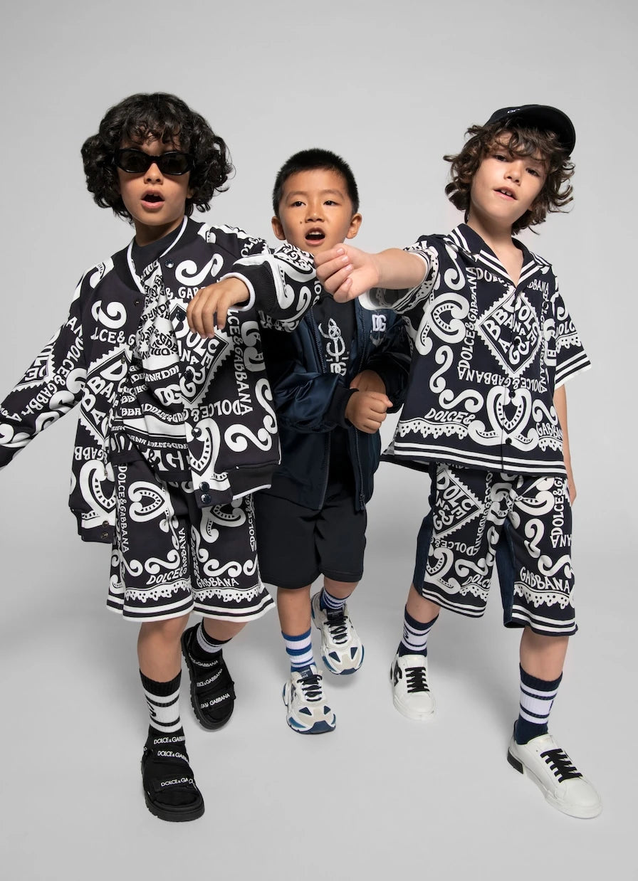 Dolce&Gabbana Kids - Logo printed cotton-blend Bermuda shorts