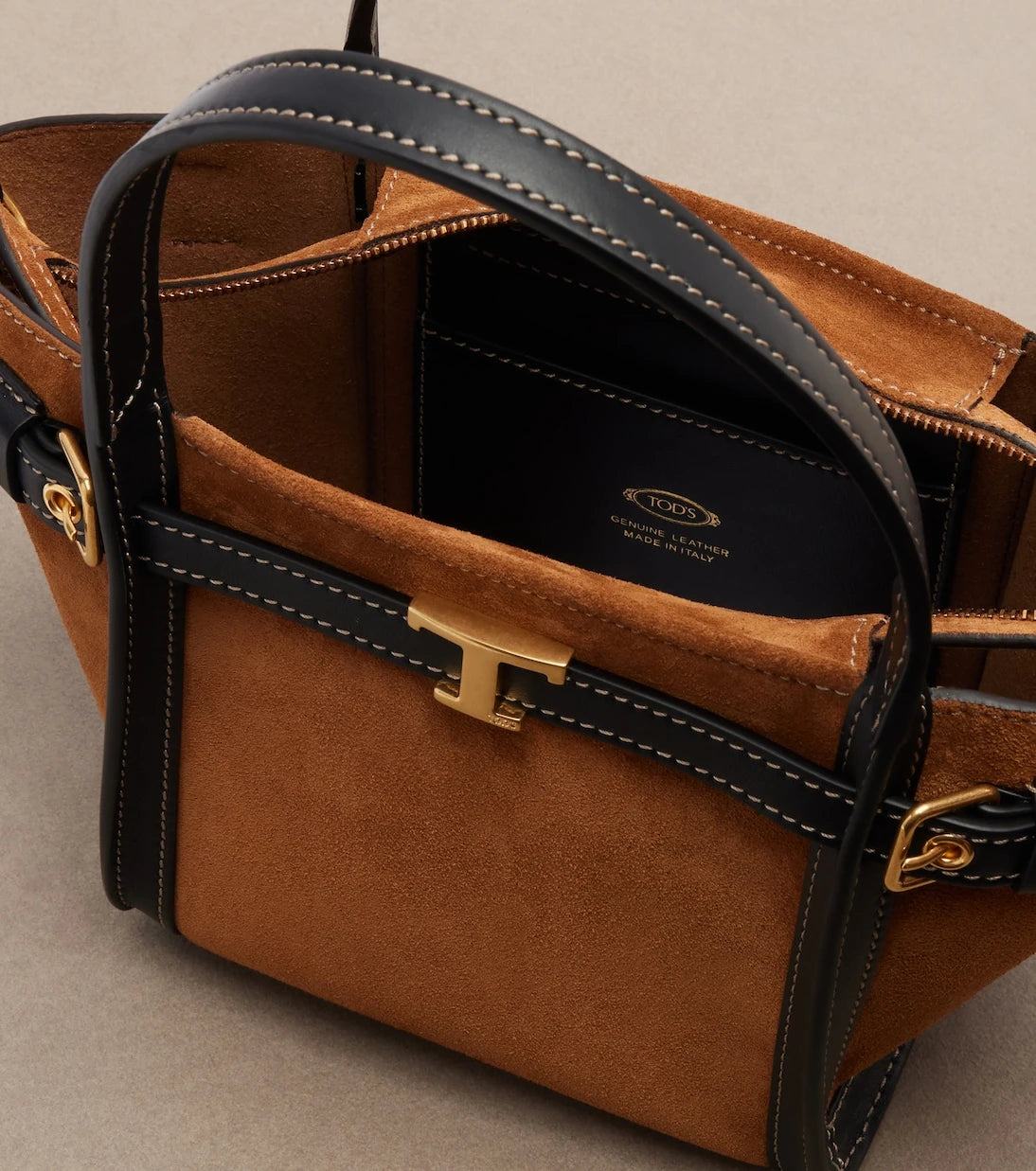Tod's - T Signature Mini suede top-handle bag