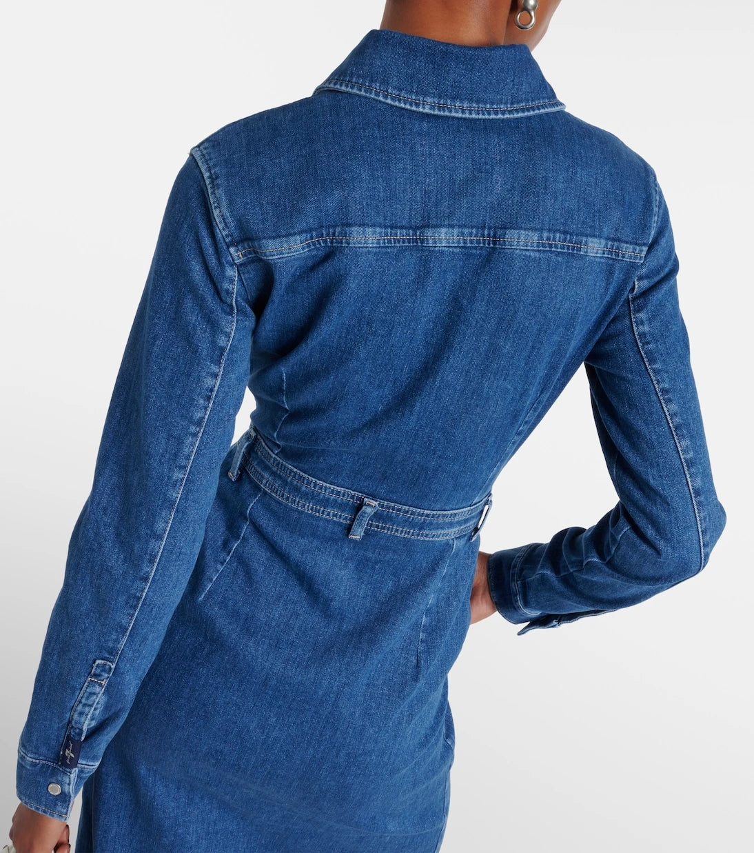 7 For All Mankind - فستان دنيم متوسط الطول