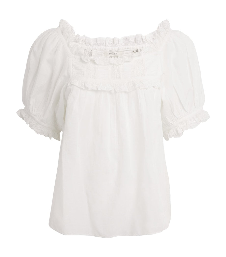 White Organic Cotton-Blend Frances Blouse