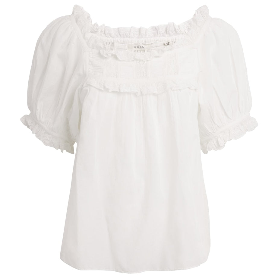 White Organic Cotton-Blend Frances Blouse