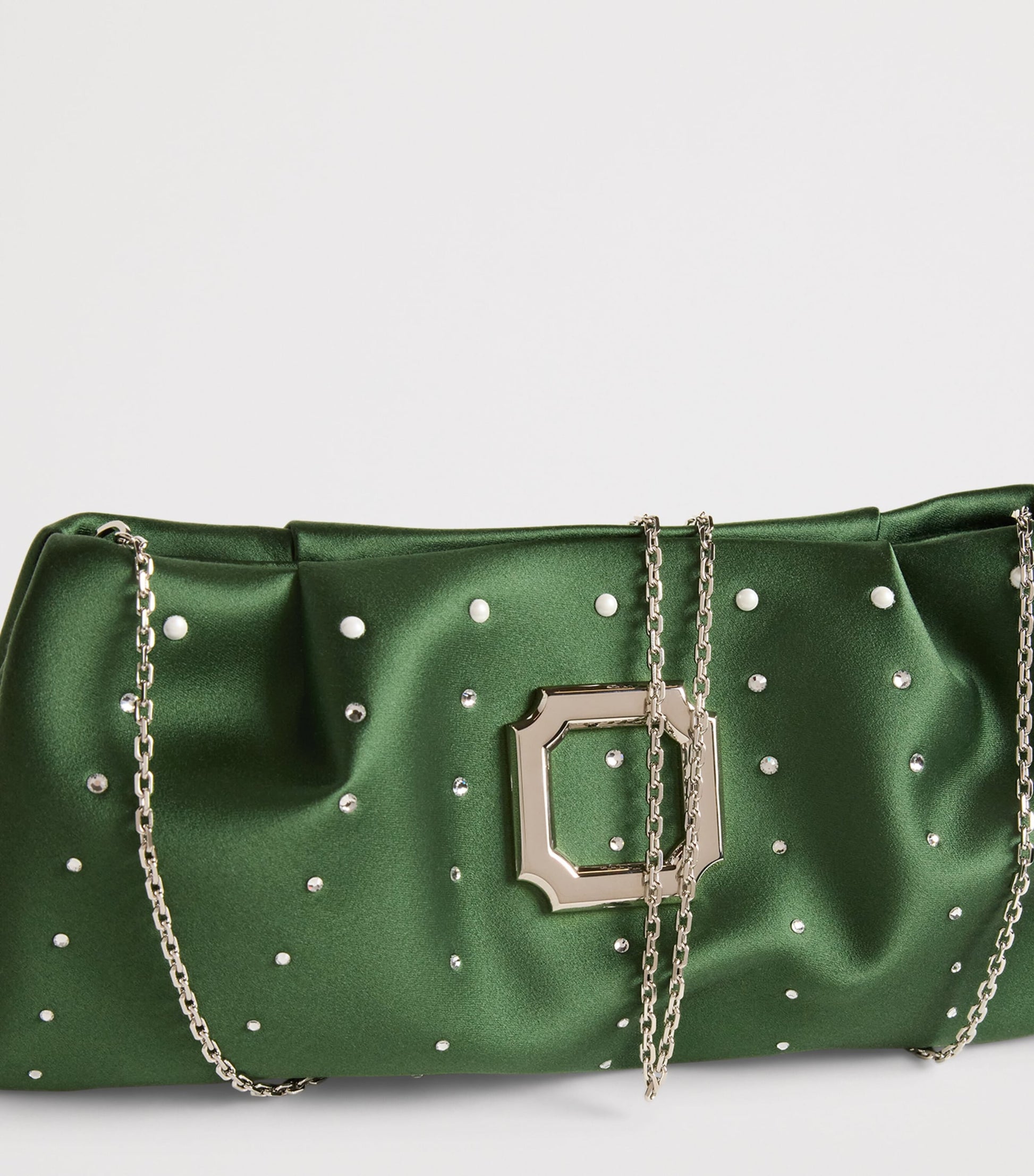 Malone Souliers Green Satin Embellished Vittoria Clutch Bag