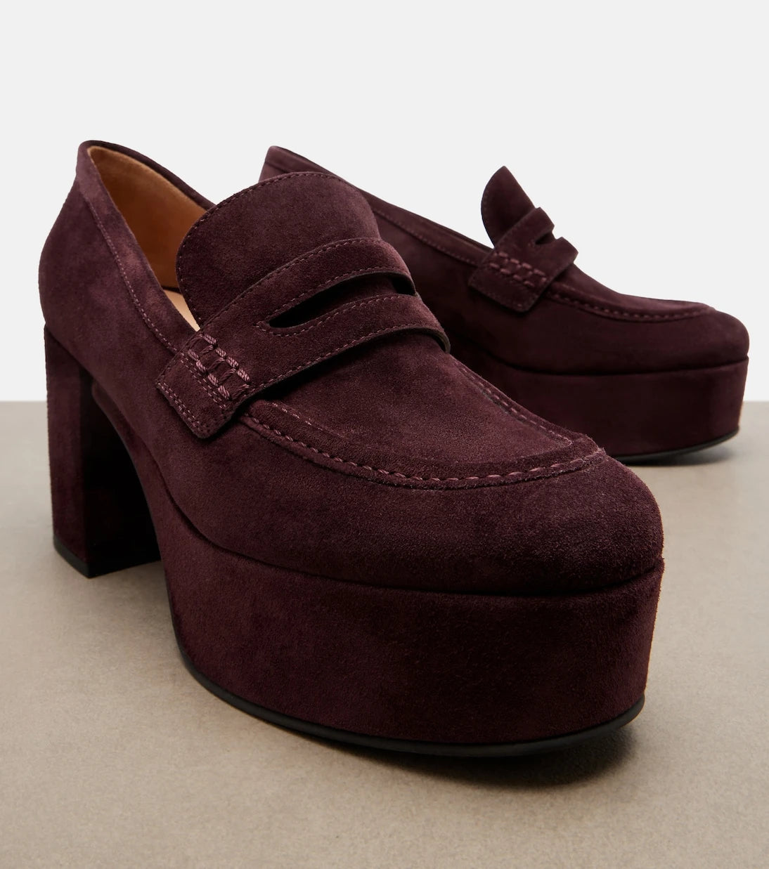 Gianvito Rossi - Jenna suede platform penny loafers