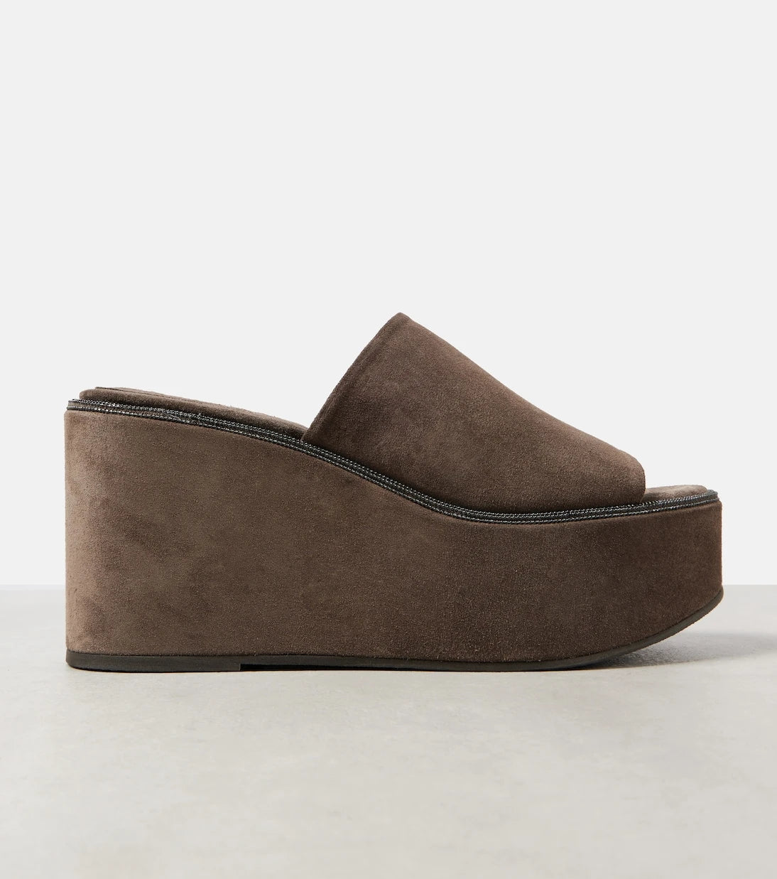 Brunello Cucinelli - Monili suede wedge mules
