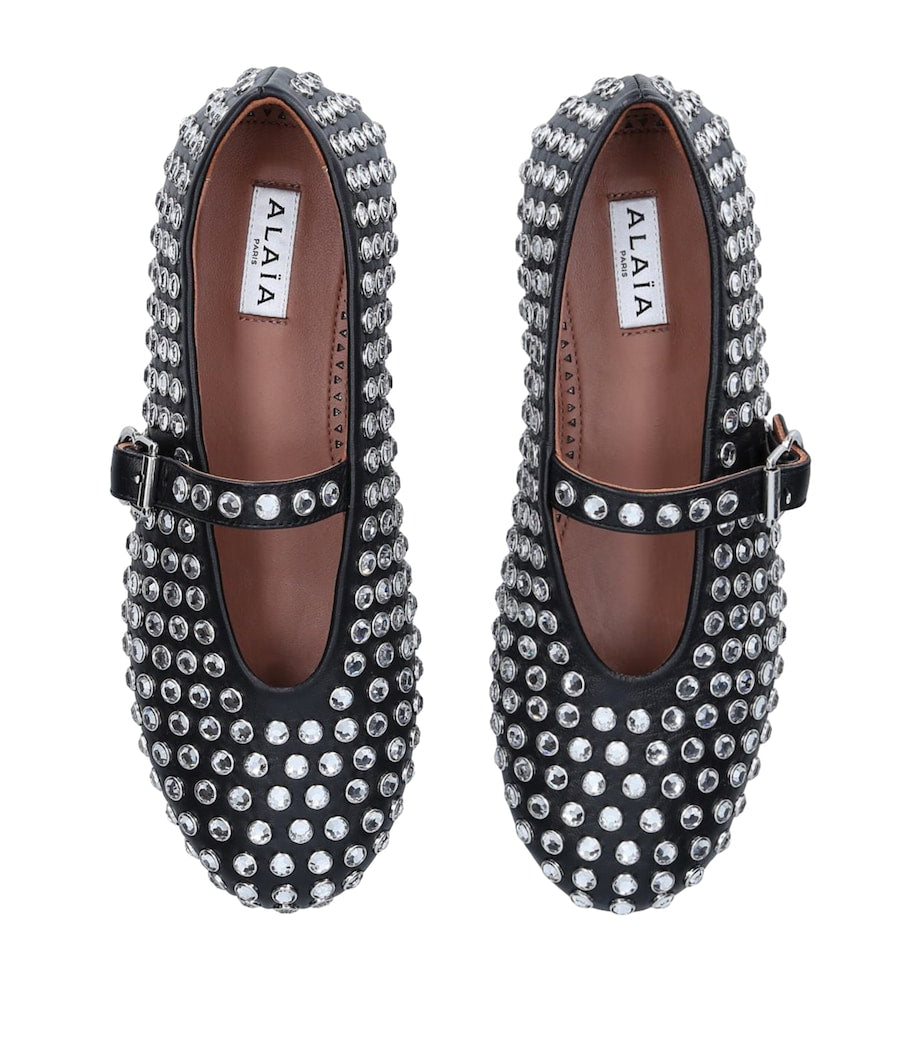 Alaïa Black Crystal-Embellished Ballet Flats
