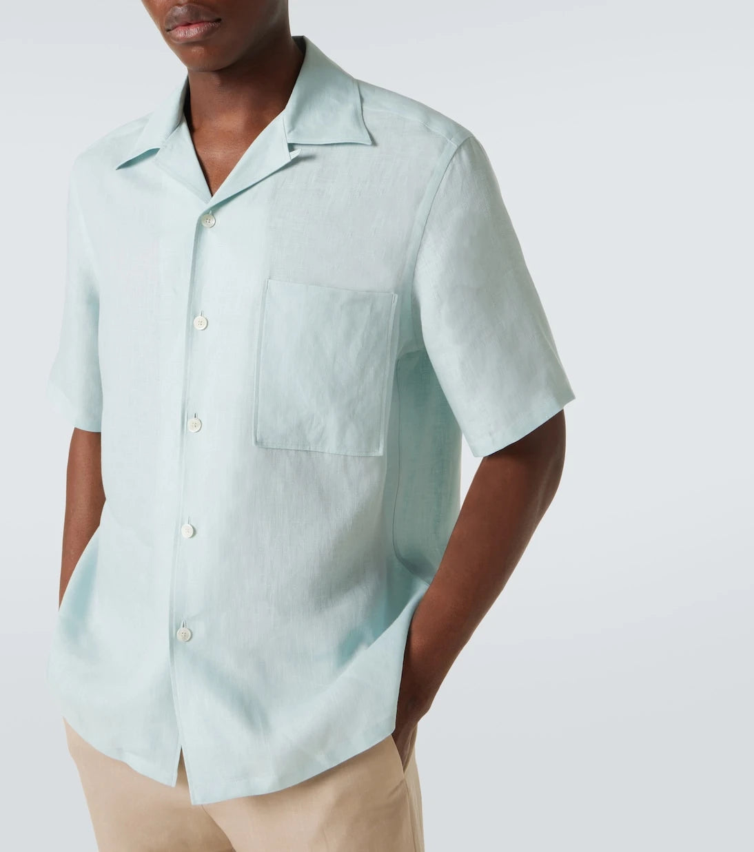 Zegna - قميص بولينج كتان