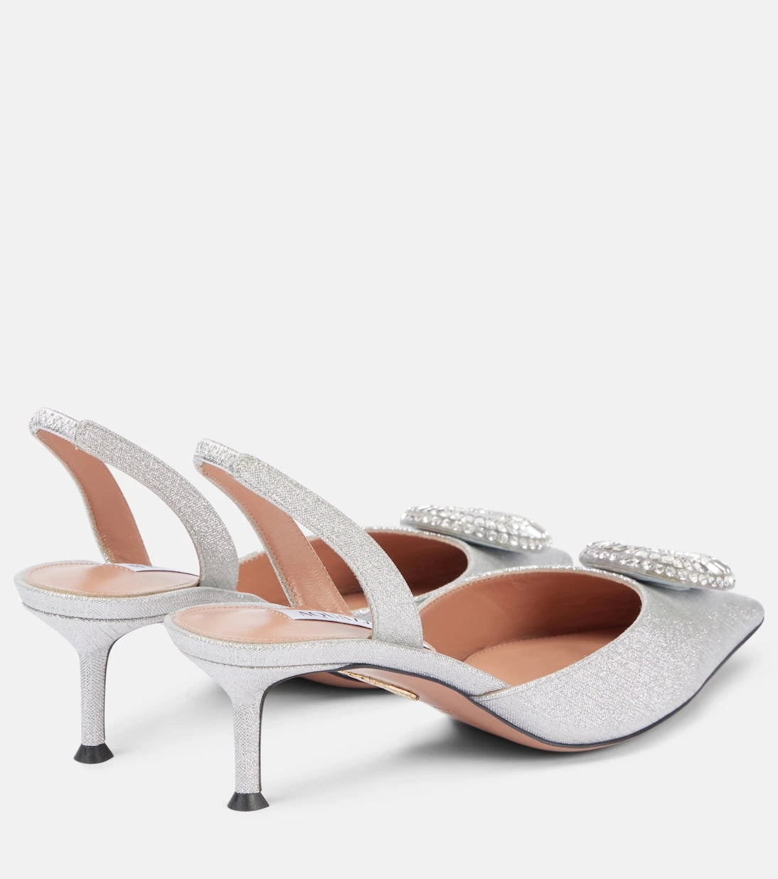 Aquazzura - Crystal Hoop 50 glitter slingback pumps