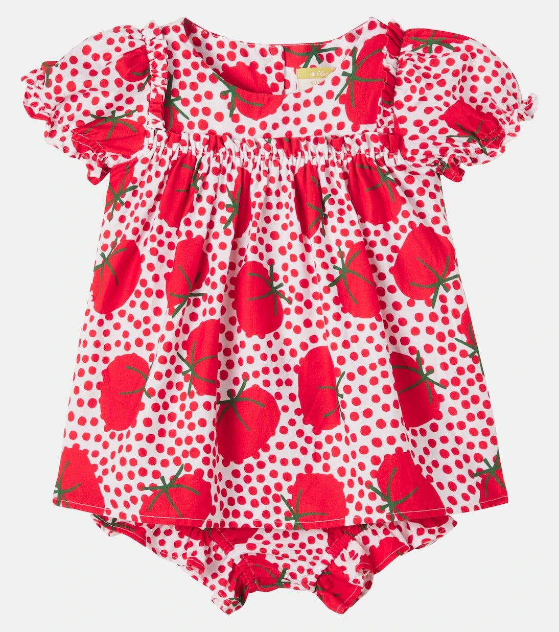 Fábula - Baby printed cotton dress and bloomers set