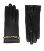 Saint Laurent Black Leather Cashmere-Lined Chain-Detail Gloves