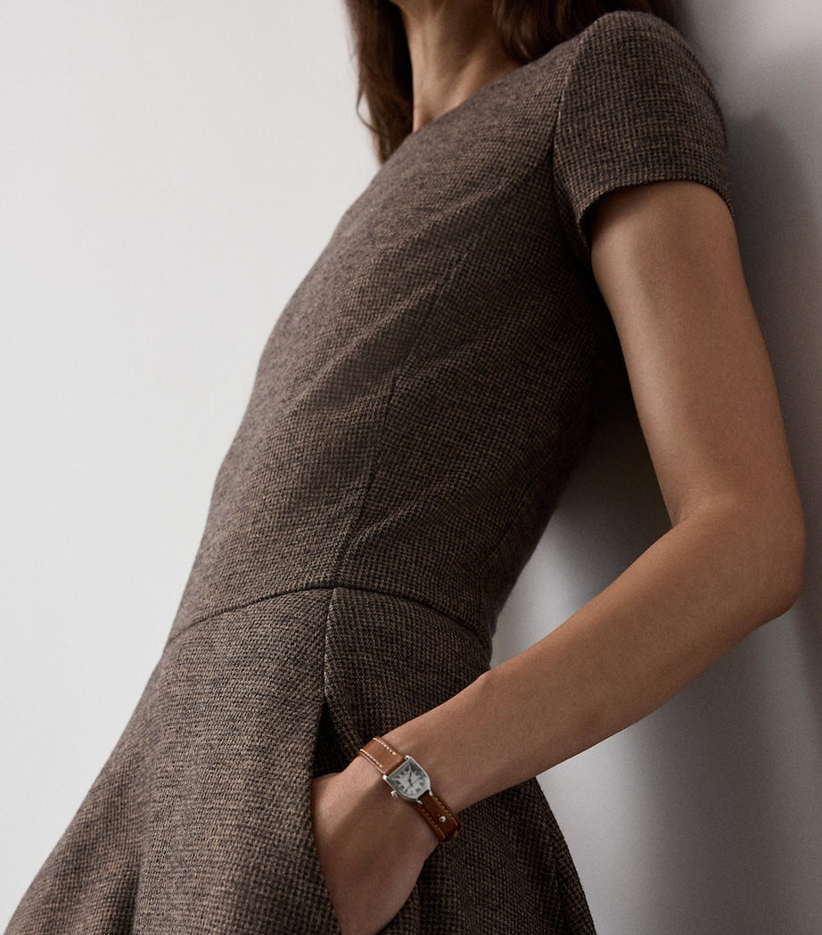 Ralph Lauren Collection Brown Wool Tick-Weave Margaret Midi Dress