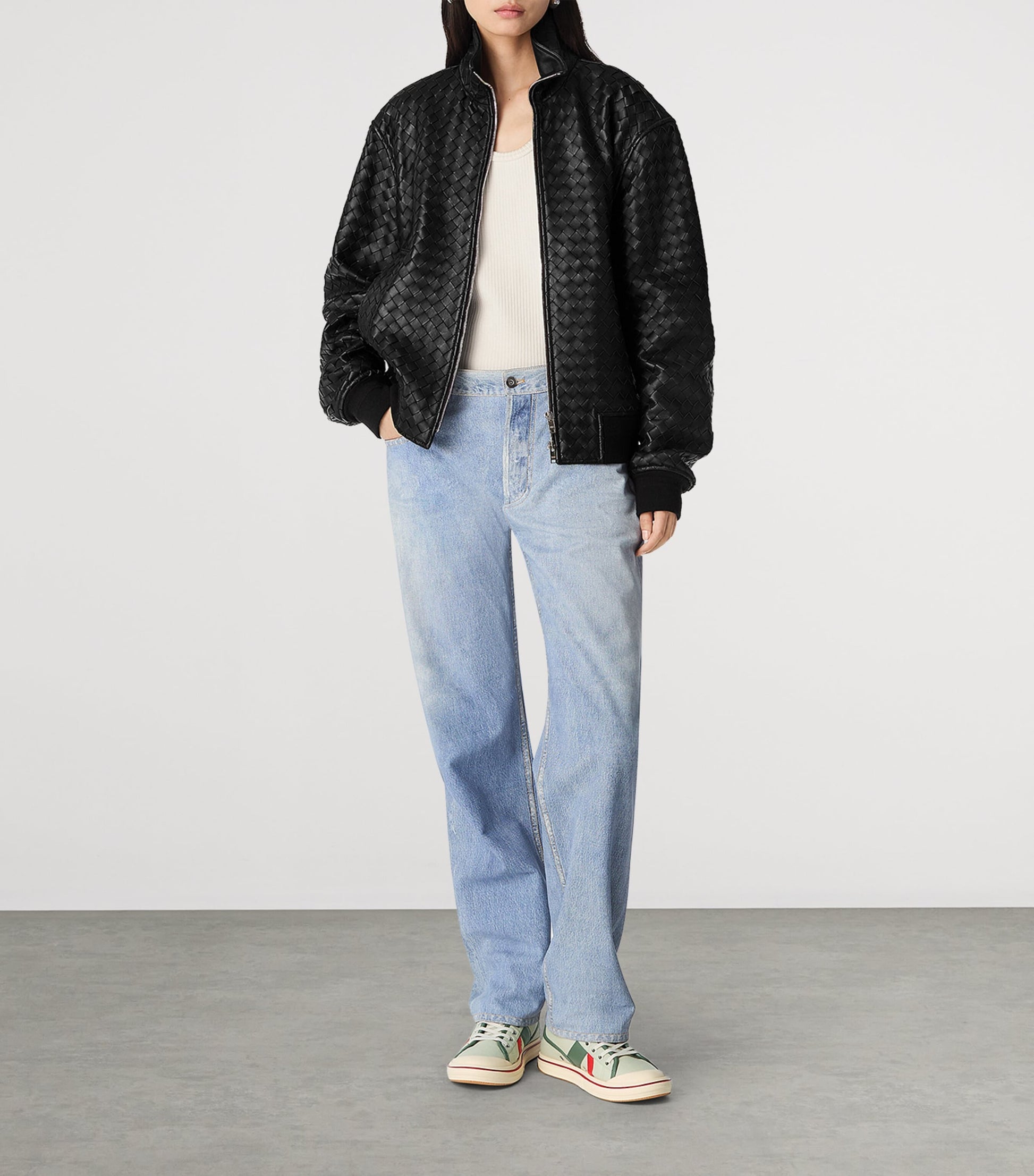 Bottega Veneta Green Canvas Leather-Trim Eliot Sneakers