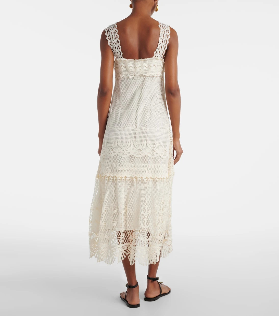 Farm Rio - Tiered guipure lace maxi dress