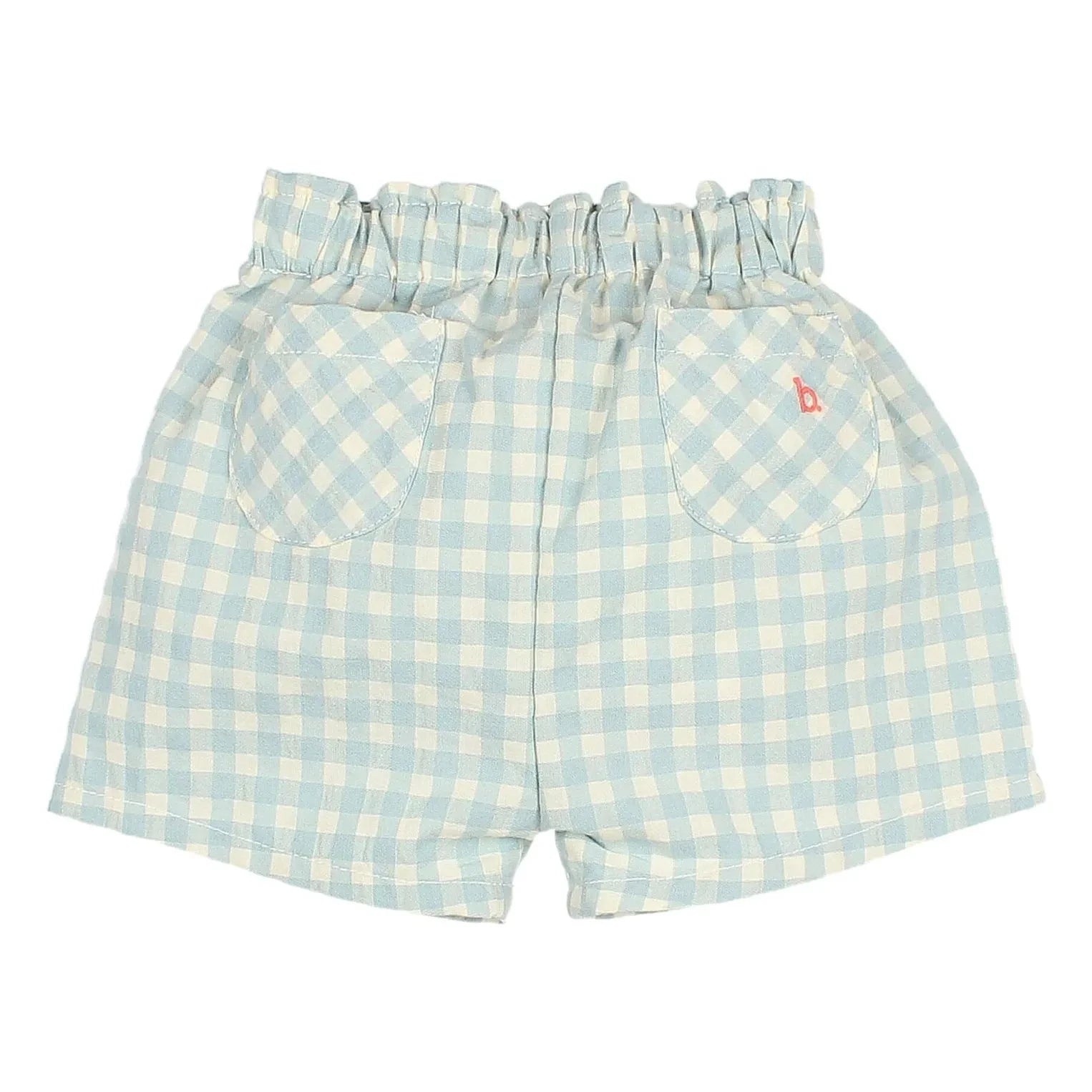 Búho - Gingham Seersucker Organic Cotton Shorts | Aqua