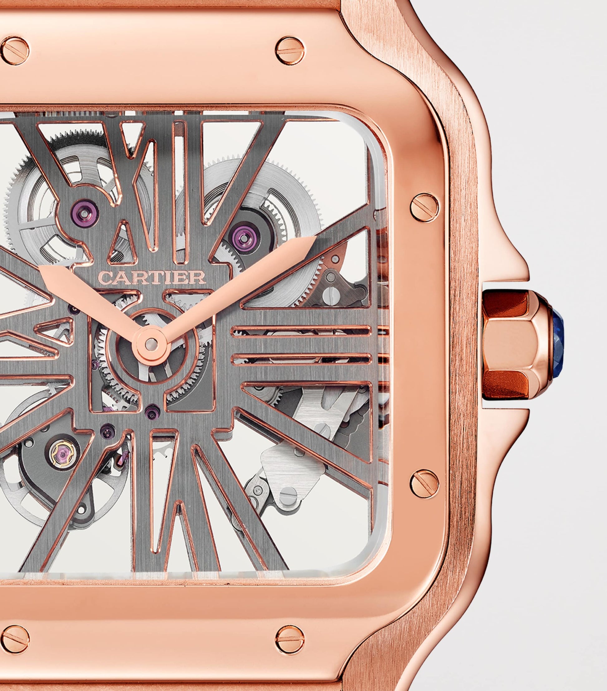 Large Rose Gold Santos de Skeleton Watch 28mm