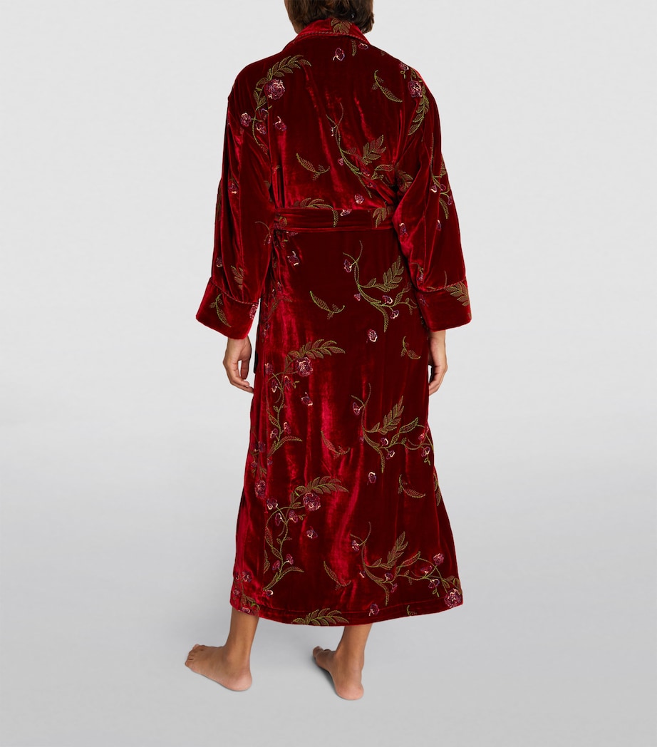 Red Embroidered Velvet Robe
