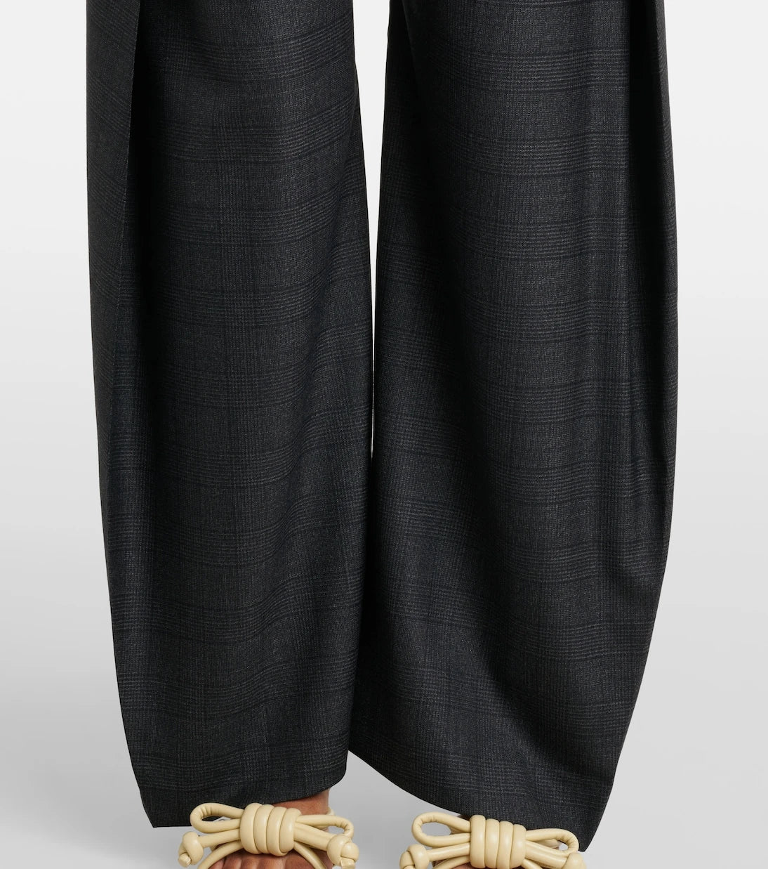 Loewe - Checked belt wool barrel-leg pants