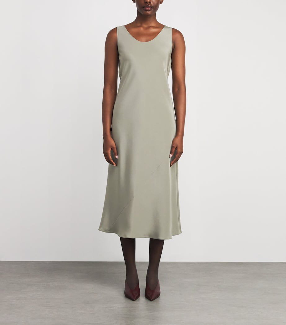Max Mara Green Silk Midi Dress