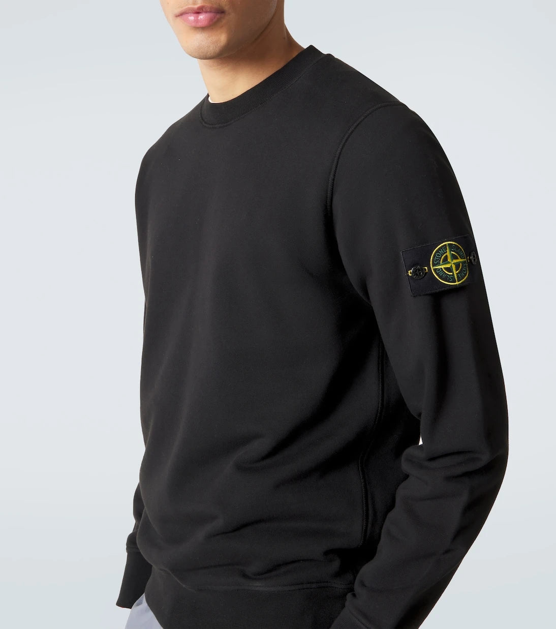 Stone Island - سويت شيرت قطني بقلنسوة بوصلة