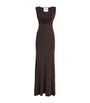 Roland Mouret Brown Knitted Draped Maxi Dress