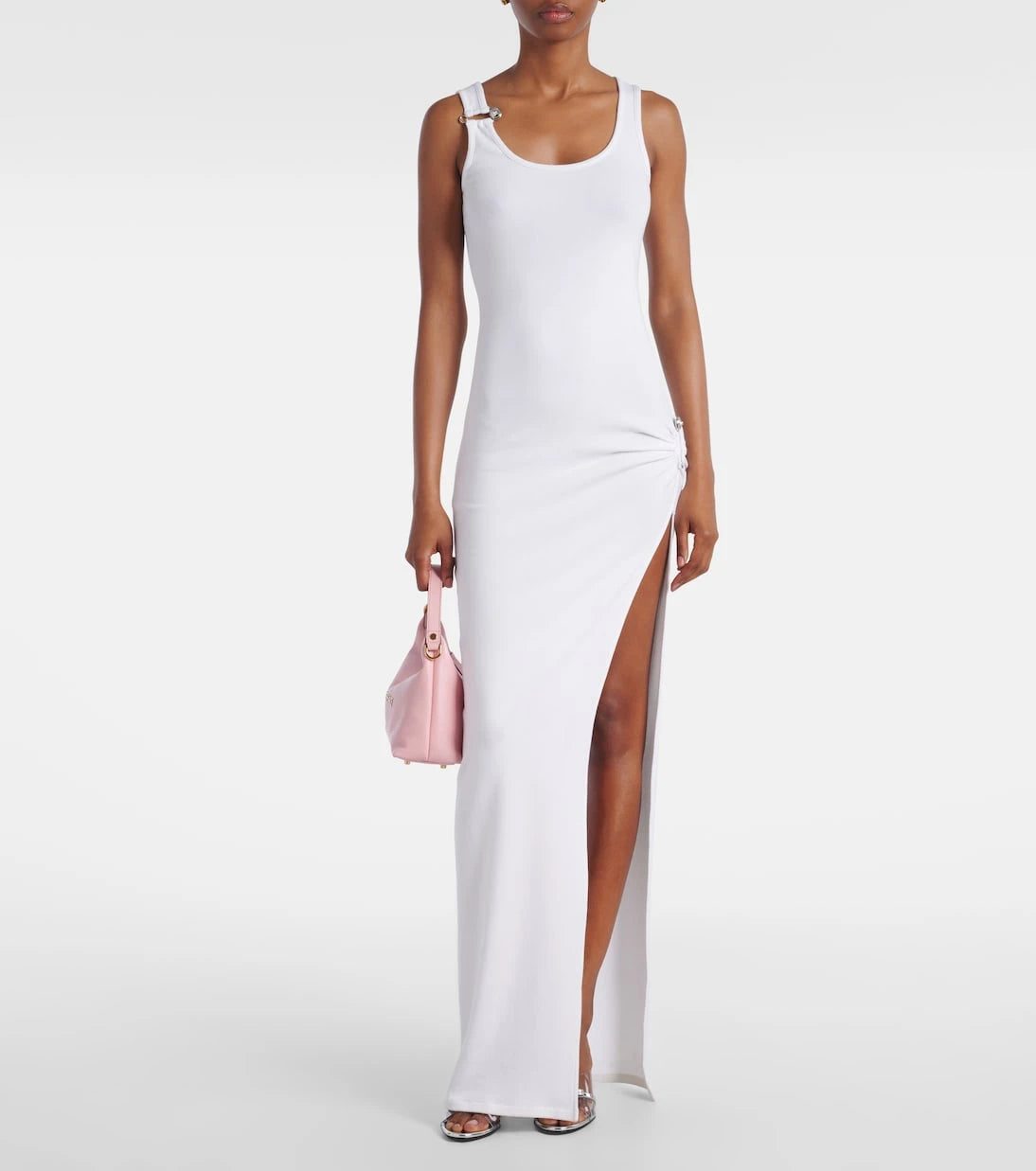 Versace - Safety Pin draped cotton-blend maxi dress